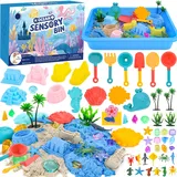 ZUSUZU Magic Sand für Kinder,Sand Sandbox Set Mit 1000g Knetsand,Magic Sand Sandbox Set,Kinetischer Toy Sand,Eisdiele Spielsand Sandspielzeug für Kinder Mädchen 3 4 5 6 7 8 Jahre