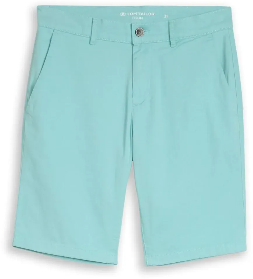 TOM TAILOR Herren TTSLIM Chino Shorts, grün, Uni, Gr. 40