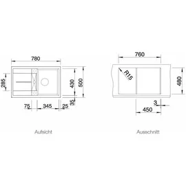 Blanco Metra 45 S schwarz + Excenterbetätigung