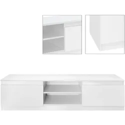 TV Schrank Fernsehtisch Low Board TV Möbel Fernsehstand Fernschrank  Weiß
