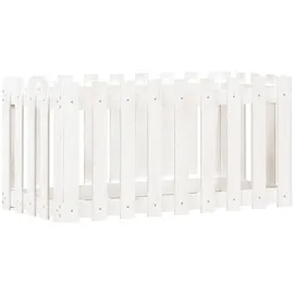 vidaXL Hochbeet Lattenzaun-Design 100 x 50 x 50 cm Weiß