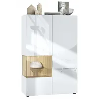 Vladon Vitrine, Eiche, 91.5x136.5x37 cm, Wohnzimmer, Wohnwände, Vitrinenschränke