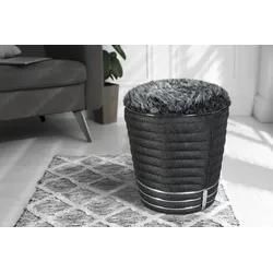 Sitzhocker KAYOOM "Hocker Doric, trendiger Look, ästhetische Farbgebung, schöne Steppung", schwarz (anthrazit, graphit), B:42cm H:50cm T:42cm, Bezug: 50% Baumwolle 50% Acryl / Korpus: Pappelholz, Hocker, komfortabel, hochqualitativ, pflegeleicht, hochwertige Materialien