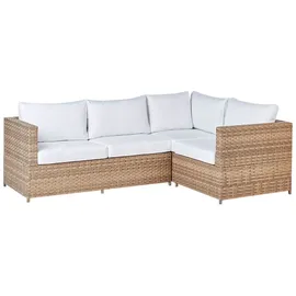 Beliani Avola Loungeset Rattan hellbraun/cremeweiß