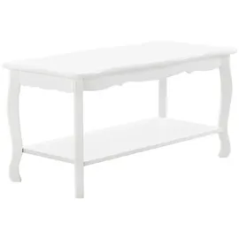 [en.casa] Couchtisch Pearl 88x40x42 cm Shabby Shic Stil Weiß