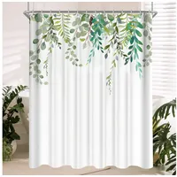 Lerores Duschvorhang Blätter 200 x 200 cm grün