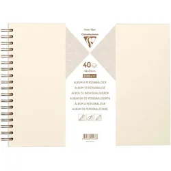 Clairefontaine 3x Album DIY zum Personalisieren, 40 Blatt weiß 200g im Format 32x24 cm, fester Umschlag perlmuttelfenbein - Elfenbeinperlmutt 95433C