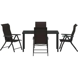vidaXL 5-teiliges Garten-Ess-Set Schwarz Poly-Rattan