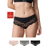 SNOCKS Hipster Panties mit Spitze | Mix (Apricot/Grün/Schwarz) |