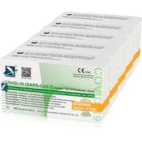 Corona Laientest Selbsttest Covid-19 Antigentest auf SARS-CoV-2 Schnelltest zur Eigenanwendung Testkassete Probentupfer Antigenextrakt 5 Stück (5)