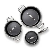 Wilfa EGO Produre Pro 3-teiliges Kochtopfset - für alle Kochfelder, 1.5L / 3.5L / 5L, Keramik-Antihaft-Beschichtung, silber