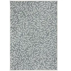Kadima Design Maschinenwaschbarer Teppich `Clyde` - Florales Muster, 100% recycelt, leicht, grau-grün,. 160x230 cm