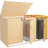 Mendler XL 1er-/2er-Mülltonnenverkleidung Erweiterung HWC-H75b, Mülltonnenbox, 138x69x105cm Holz MVG- braun - Braun