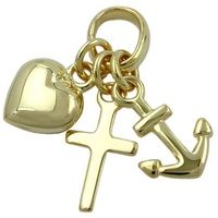 Gallay Anhänger 15mm Glaube-Liebe-Hoffnung glänzend 9Kt GOLD