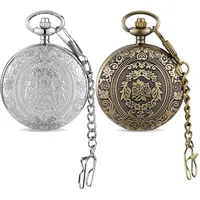 BYZESTY Vintage Taschenuhr Mit Stahlkette, Retro Design Taschenuhr Damen und Herren, Vintage Mit Kette, 2 Pcs Für Damen und Herren, Arabisch Ziffern