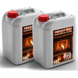 20L Premium Bioethanol 96,6% Rein - 2x10 Liter ökologischer Brennstoff für Ethanol-Kamine, saubere Verbrennung, rauchfrei, lebendige und stabile Flamme (Orangenduft)