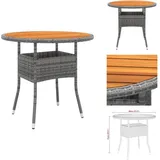 Gartentisch Ø80x75 cm Akazienholz und Poly Rattan Grau - Gartentisch - Outdoor-Tisch - Terrassenmöbel - Gartenmöbelset - Polyrattan Tisch