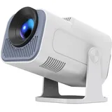 OKYUK Beamer 4k mit Android 11, Full HD 1080P Mini Beamer, WiFi6 & Bluetooth 5.0, 180 °drehbarer Outdoor Beamer, Smart Beamer mit Projektionsleinwand für Handy/Laptop (Weiß)