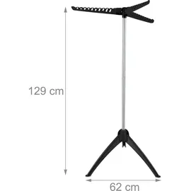 Relaxdays Bügelwäscheständer klappbar, Camping, Balkon, platzsparender Wäschestandtrockner, HxD:129x62 cm, schwarz-grau