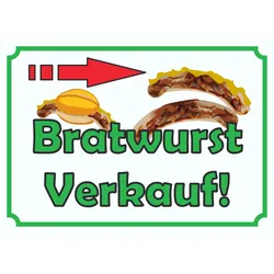 Bratwurst Verkaufsschild Schild mit Pfeil nach rechts A5 (148x210mm)