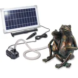 esotec Wasserspeier mit Solarpumpe Frösche | Teichfigur Gartenfigur & Gartenstatue | Tauchpumpe Set | Gartenbrunnen Solar für draussen Springbrunnen für außen outdoor Vogeltränke H=22cm 101657