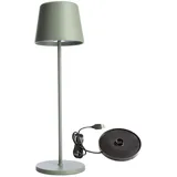 Deko-Light Akkuleuchte Aluminium 37,0 cm inkl. Ladesockel graugrün