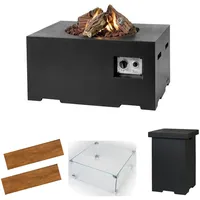 Happy Cocooning Mania Feuertisch Komplettset 12 kW rechteckig klein 80x60x40 cm Beton-Optik schwarz