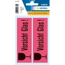 Herma Hinweisetiketten 5739 rot Vorsicht Glas 39 x 118 mm 10 Blatt