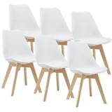 [en.casa] Esszimmerstuhl Fläten Kunstleder Weiß 6er Set