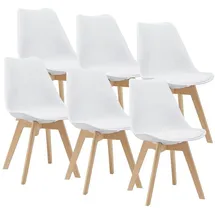 [en.casa] Esszimmerstuhl Fläten Kunstleder Weiß 6er Set
