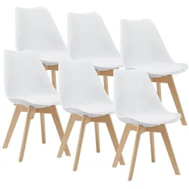 [en.casa] Esszimmerstuhl Fläten Kunstleder Weiß 6er Set