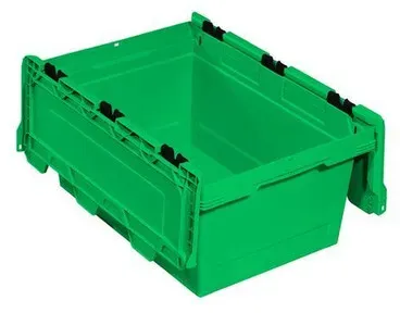 Mehrweg-Stapelbehälter classic-line D, Klappdeckel, nestbar, 600 x 400 x 299 mm, grün, VE = 3 St.