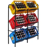 Proregal Getränkekistenregal AMMERSEE XL HxBxT 116 x 96 x 33 cm 6 Kisten Auf 3 Ebenen Schwarz Schraubregal Grundregal Kistenregal Getränkeständer