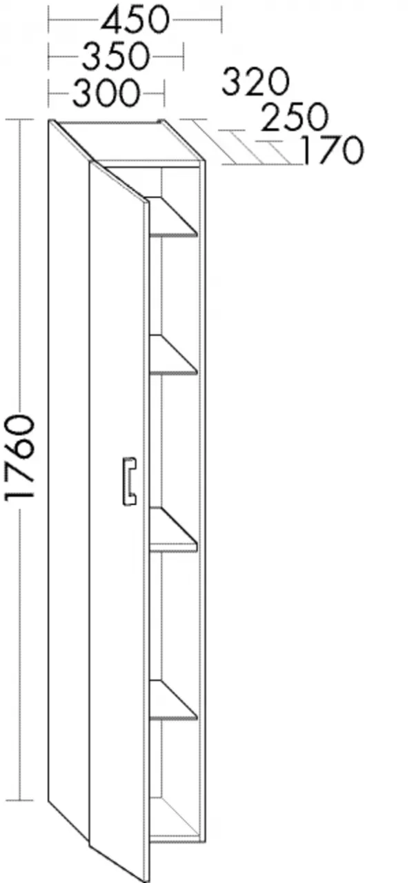 Burgbad Hochschr.Sys30 PG4 Sana 1760x350x320 Eiche Schwarz, HS3520LF6334 HS3520LF6334