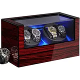 ANWBROAD Automatik Uhrenbeweger, Automatikuhren-Winderbox mit LED-Beleuchtung, Uhrendreher für Automatikuhren, 4-fach-Uhrenrotator mit superleisem Motor und 4 Rotationsmodi, JWW011Y