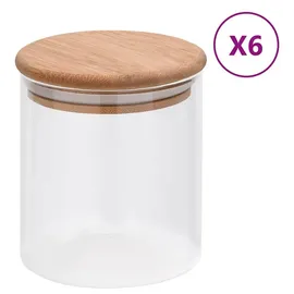 vidaXL Vorratsglas mit Bambusdeckel 600 ml 6 St.