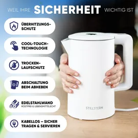 STILLSTERN Wasserkocher Temperatureinstellung [1,7L | 40-55-70-85-100°C], 12 Std. Warmhalten, Präzisionsausguss aus Edelstahl, Anti-Fingerprint, Schnelles Aufheizen [2200W], Leise,