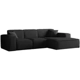 Fun Möbel Ecksofa Designersofa CELES PREMIUM Stoff Ascot Bukla Schwarz Ottomane Rechts & Couches, Wohnlandschaften, Ecksofas