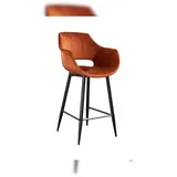 KAWOLA Barhocker ZAJA Barstuhl Sitzhöhe 76 cm Velvet cognac