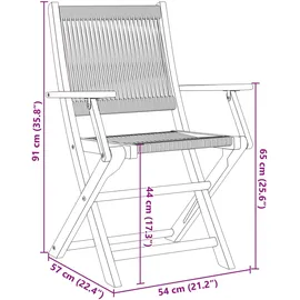 vidaXL Gartenstuhl 50,4 x 57 x 91 cm grau 8 St.