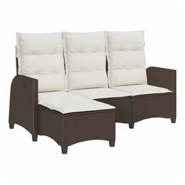vidaXL Gartensofa mit Liegefunktion Kissen L-Form Braun Poly Rattan