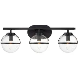Wandlampe Wandleuchte Badezimmerlampe Stahl Glas Schwarz L 60,6cm Vintage-Design