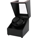 Kalawen Uhrenbeweger 2 Uhren Automatik Uhrenbeweger Box für Automatikuhren USB-Ladekabel Watch Winder PU Leder Uhrengehäuse mit leisem Motor Schwarz und Rot