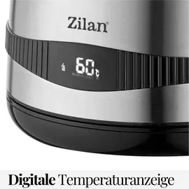 Zilan Edelstahl Wasserkocher 2200 W 40°C-100°C Kapazität: 1,7 L Digitale Temperaturanzeige Warmhaltefunktion