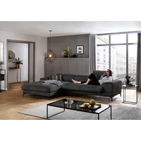 Ecksofa W.SCHILLIG "piedroo, Designsofa mit tollem Sitzkomfort, L-Form", grau (anthrazit s37), B:303cm H:70cm T:193cm, Stoff S37 (100% Polyester): Luxus-Microfaser in Lederoptik, Sofas, Ecksofa, Kopfteilverstellung, wahlweise mit Sitztiefenverstellung, Breite 303cm