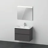 Duravit D-Neo Möbel-Set, Möbelwaschtisch mit Waschtischunterschrank wandhängend und LED Spiegel, 800x2000mm, DE01130, Farbe: Graphit Matt Dekor