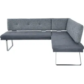 K+W Komfort & Wohnen "Giacomo II Esszimmerbank", blau (blau, niagara blau), B:207cm H:91cm T:65cm, Sitzbänke, Eckbank, Flachstahlkufe in edelstahlfarbig lackiert, Rücken und Sitz gesteppt