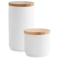 Springlane Keramik Vorratsdosen 2-tlg. Set mit Holzdeckel Sweet Scandi,