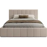 FEDVE Polsterbett Doppelbett Handorf Schlafzimmer Bett Bettkasten 200x200 cm Beige (Anthology 02) - Beige