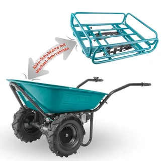 Extol Industrial elektrische Schubkarre mit Akku I Motorschubkarre Plus ausziehbaren Rohrrahmen I Akkuschubkarre mit 100L Mulde & 260kg Traglast I 40V Li-Ion mit 6000mAh